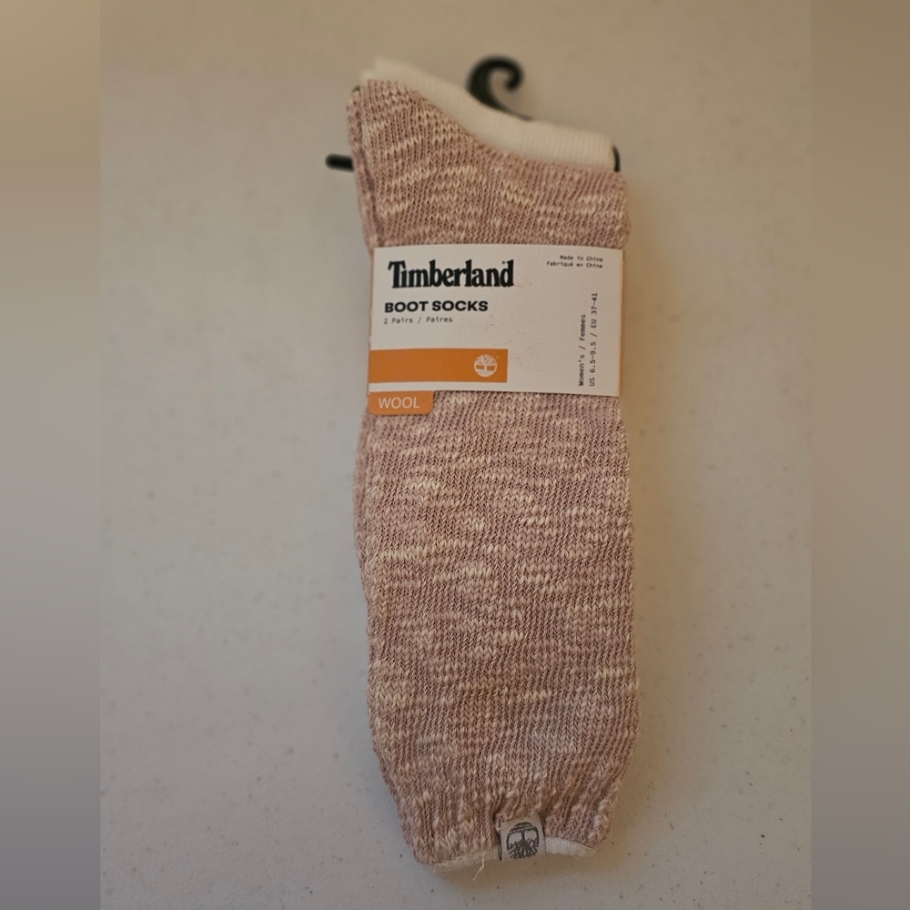 Timberland Wool Boot Socks - Peach and White.